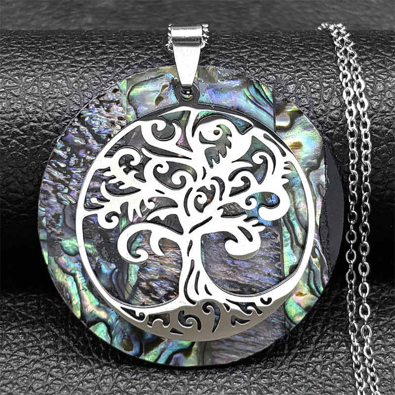 Eternal Tree of Life Abalone Shell Necklace – Manifestation Jewelry for Protection, Energy & Connection