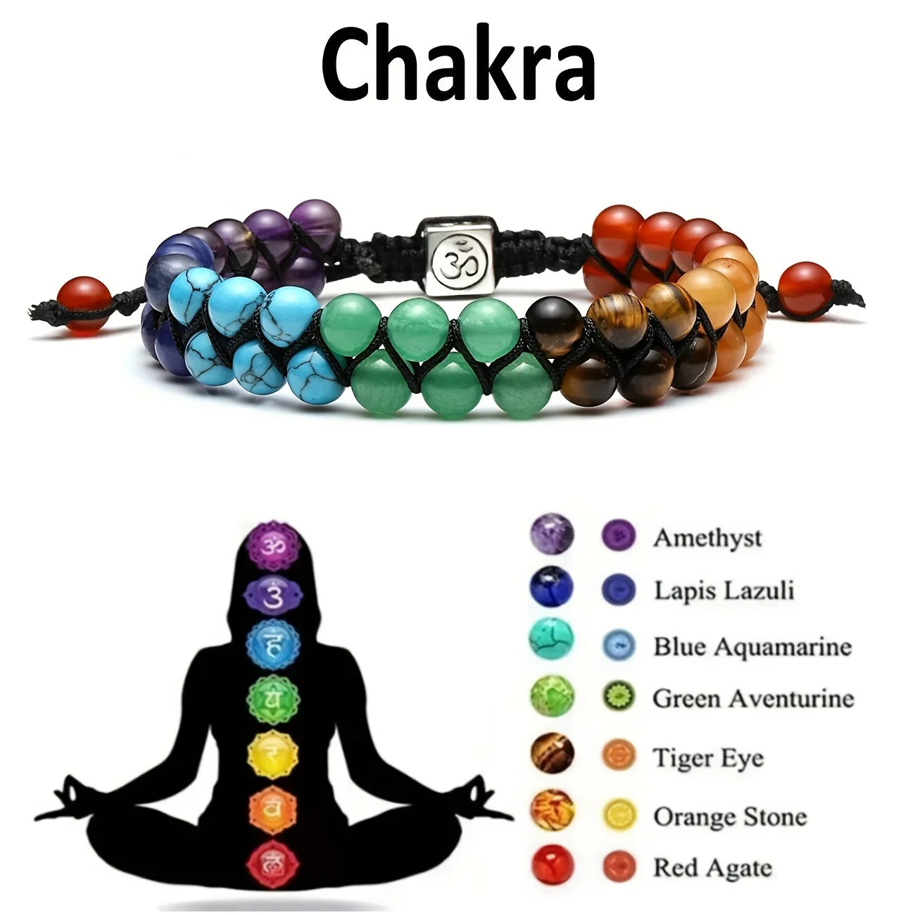 7 Chakra Healing Crystal Bracelet – Adjustable Beaded Yoga & Meditation Jewelry