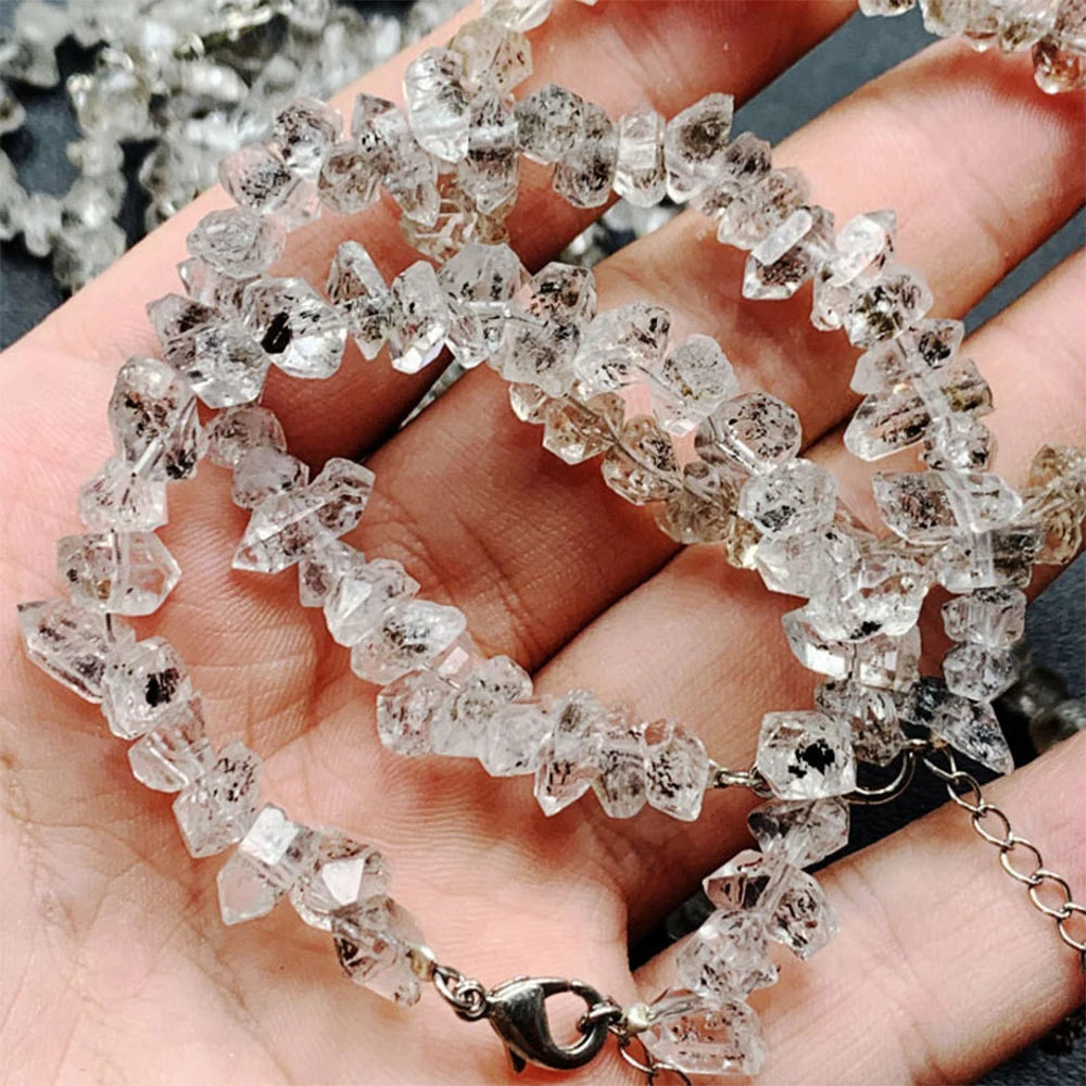 Natural Herkimer Diamond Quartz Bracelet – Reiki Healing Crystal Jewelry
