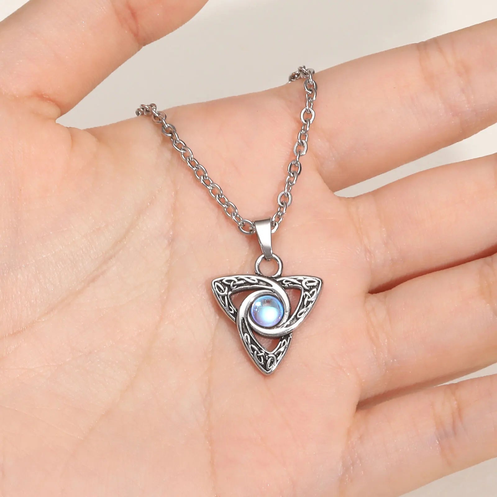 Stainless Steel Triquetra Pendant & Earrings Set