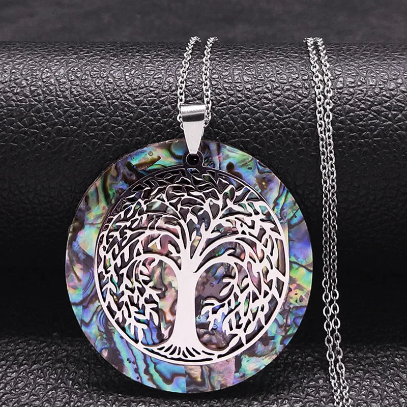 Eternal Tree of Life Abalone Shell Necklace – Manifestation Jewelry for Protection, Energy & Connection