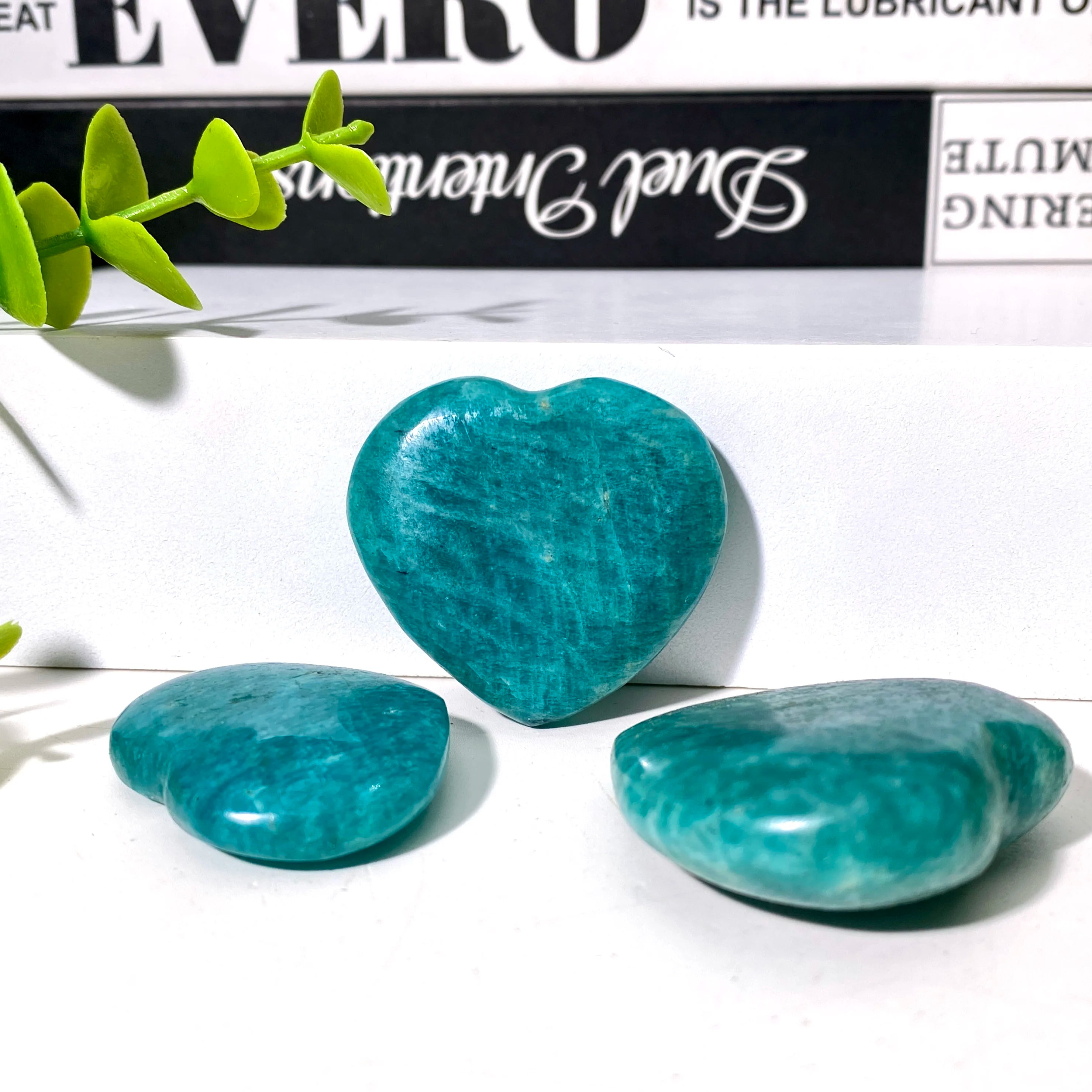 💙 Amazonite Love Heart – Natural Crystal Carving