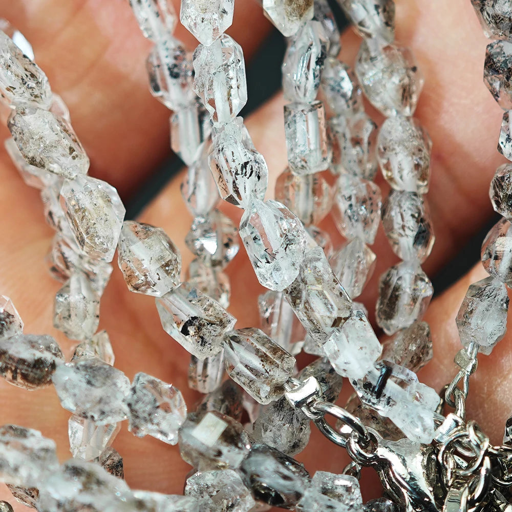 Natural Herkimer Diamond Quartz Bracelet – Reiki Healing Crystal Jewelry