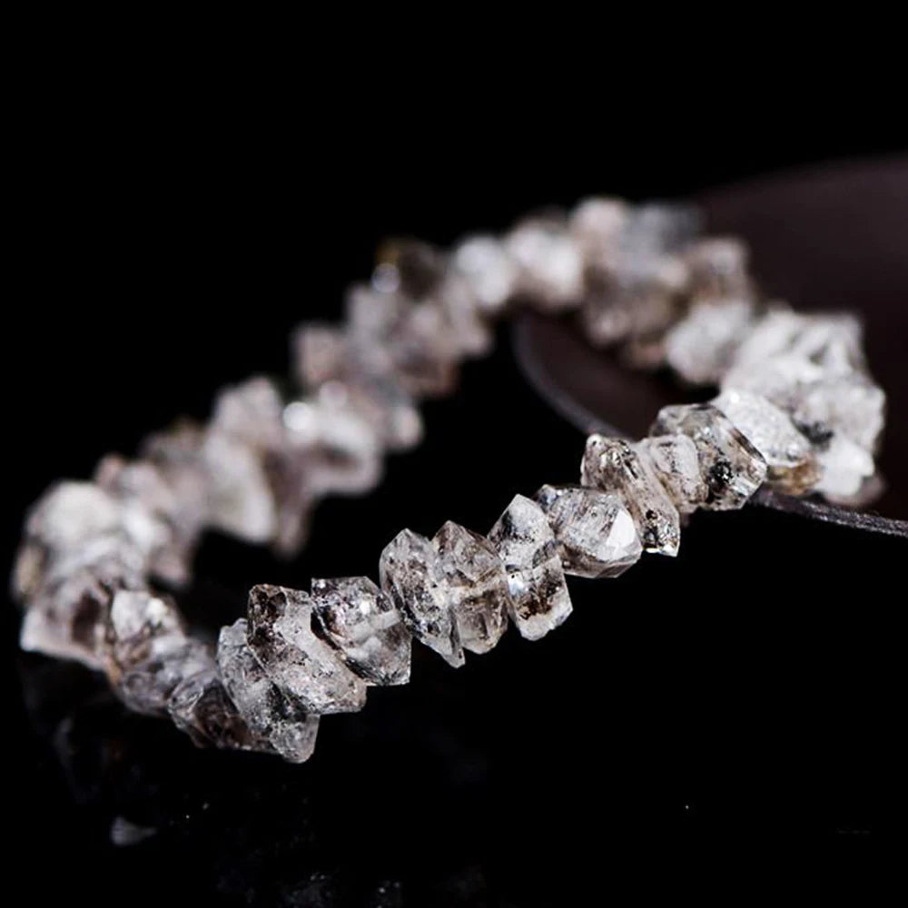 Natural Herkimer Diamond Quartz Bracelet – Reiki Healing Crystal Jewelry