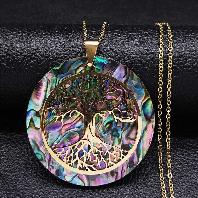 Eternal Tree of Life Abalone Shell Necklace – Manifestation Jewelry for Protection, Energy & Connection