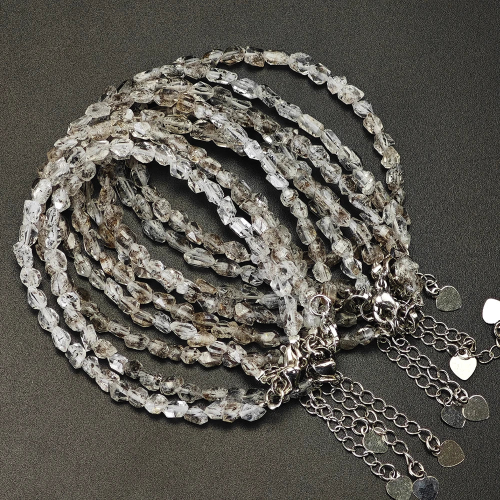 Natural Herkimer Diamond Quartz Bracelet – Reiki Healing Crystal Jewelry
