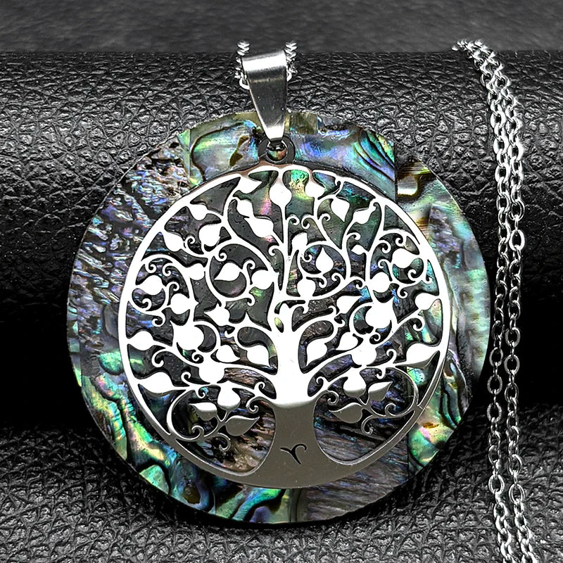 Eternal Tree of Life Abalone Shell Necklace – Manifestation Jewelry for Protection, Energy & Connection