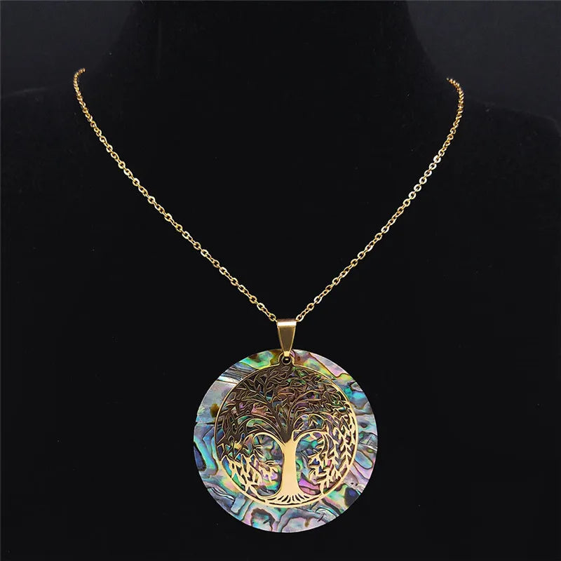 Eternal Tree of Life Abalone Shell Necklace – Manifestation Jewelry for Protection, Energy & Connection