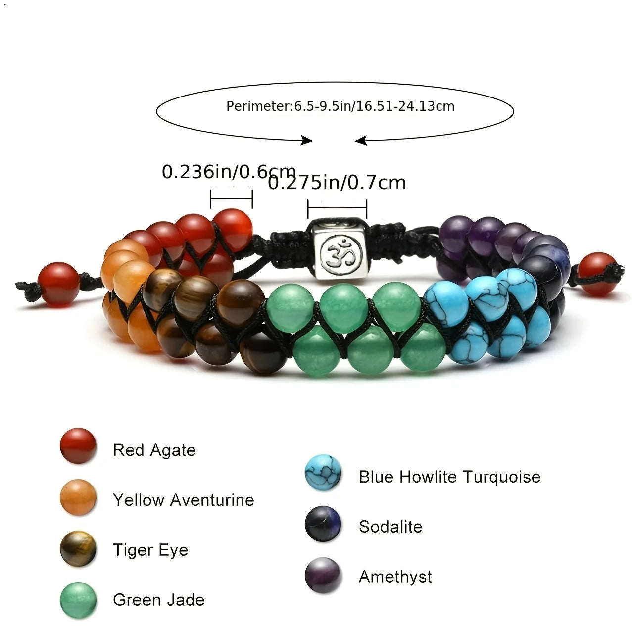 7 Chakra Healing Crystal Bracelet – Adjustable Beaded Yoga & Meditation Jewelry