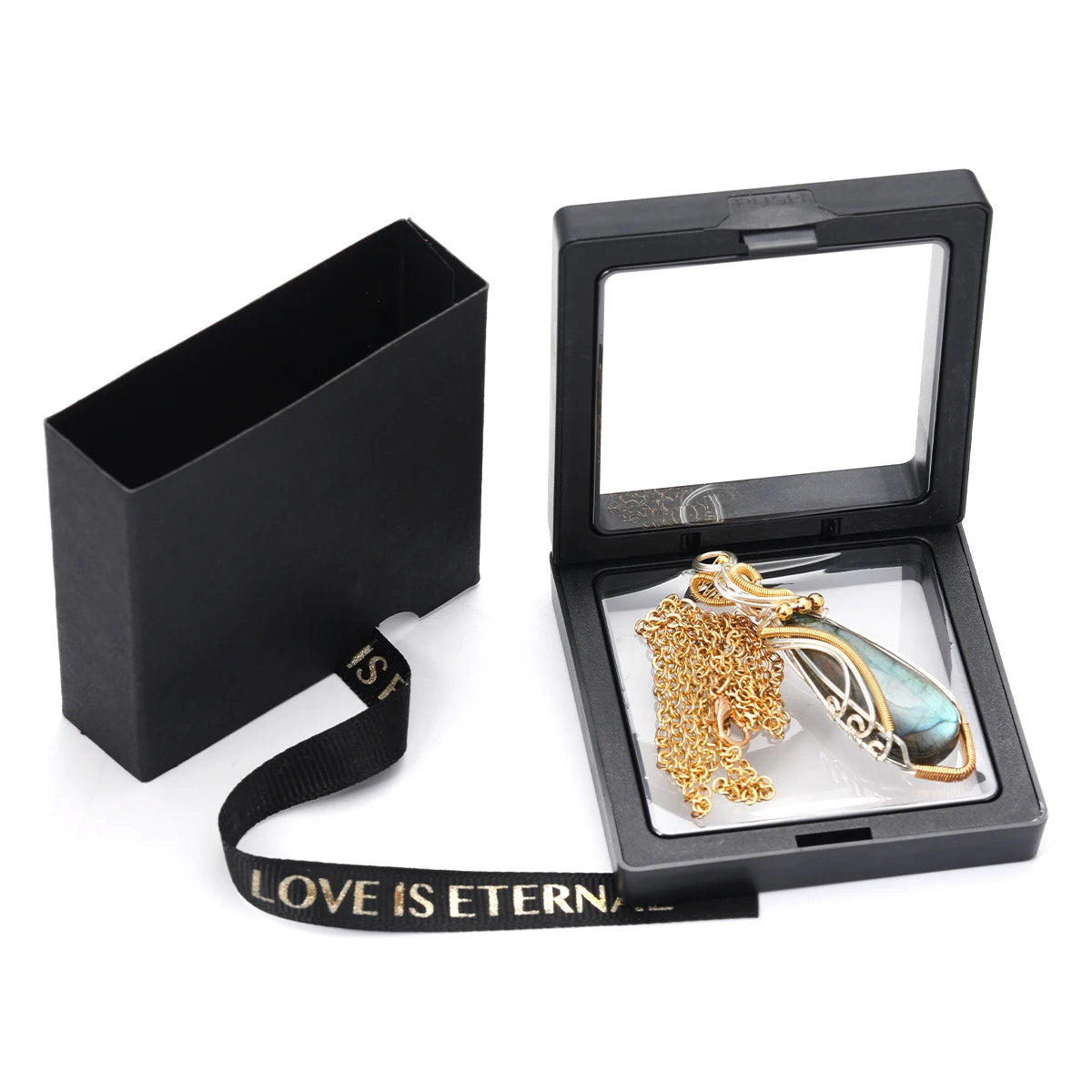 Labradorite Elongated Wire Wrapped Pendant Necklace – Intuition, Transformation & Aura Protection