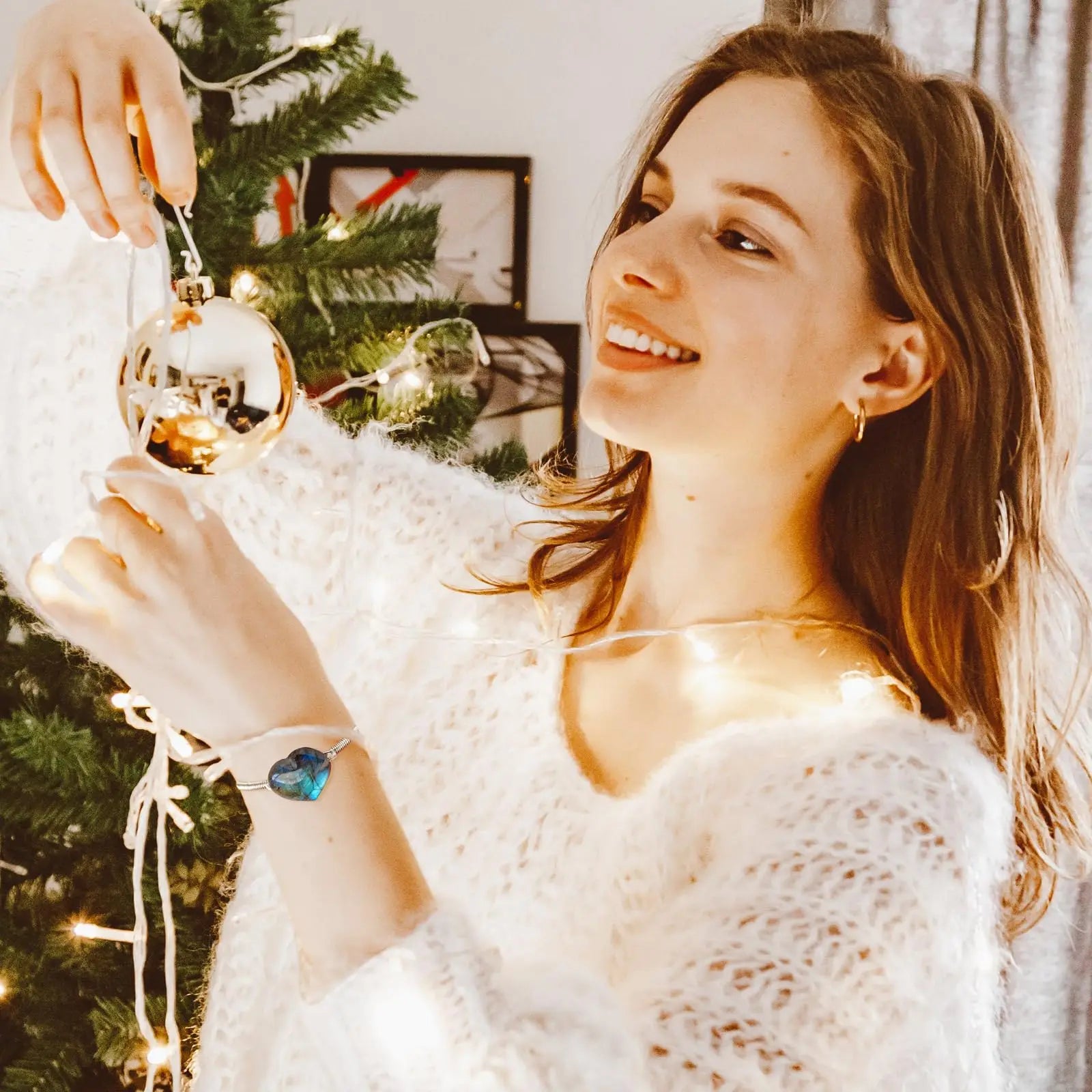 Labradorite Heart Crystal Bangle – Manifest Protection, Intuition & Transformation Bracelet
