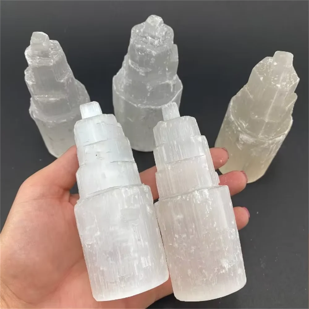 Natural Selenite Crystal Tower – Spiritual Healing, Cleansing & Recharge Decoration (55–65mm)