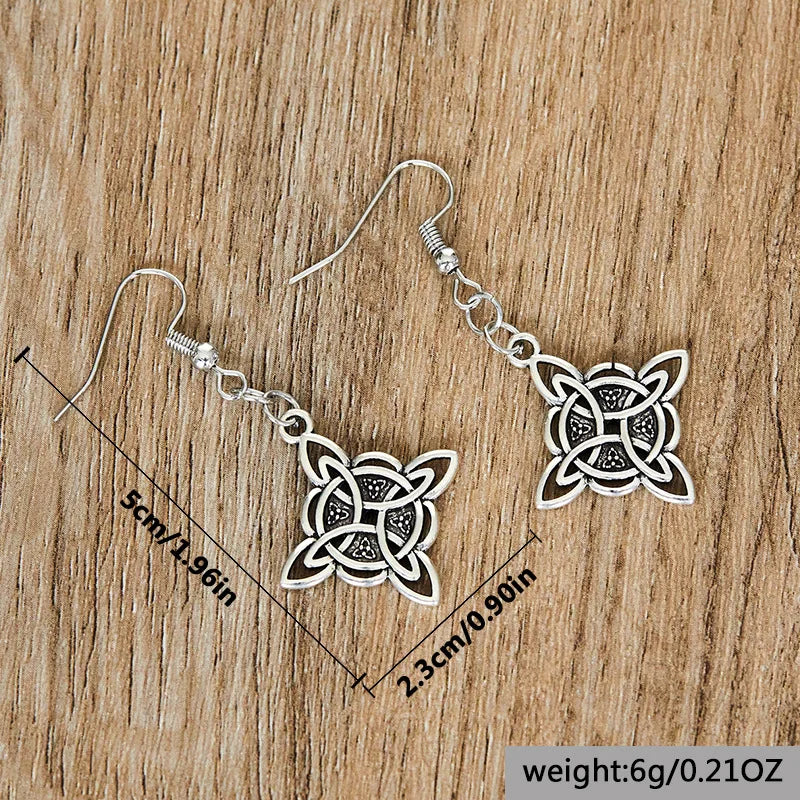 Vintage Witch Knot Earrings – Celtic Magic Knot Pagan Jewelry (Silver Plated)