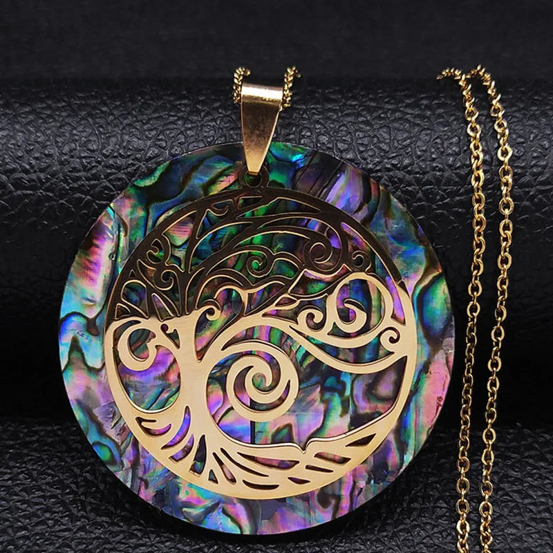 Eternal Tree of Life Abalone Shell Necklace – Manifestation Jewelry for Protection, Energy & Connection