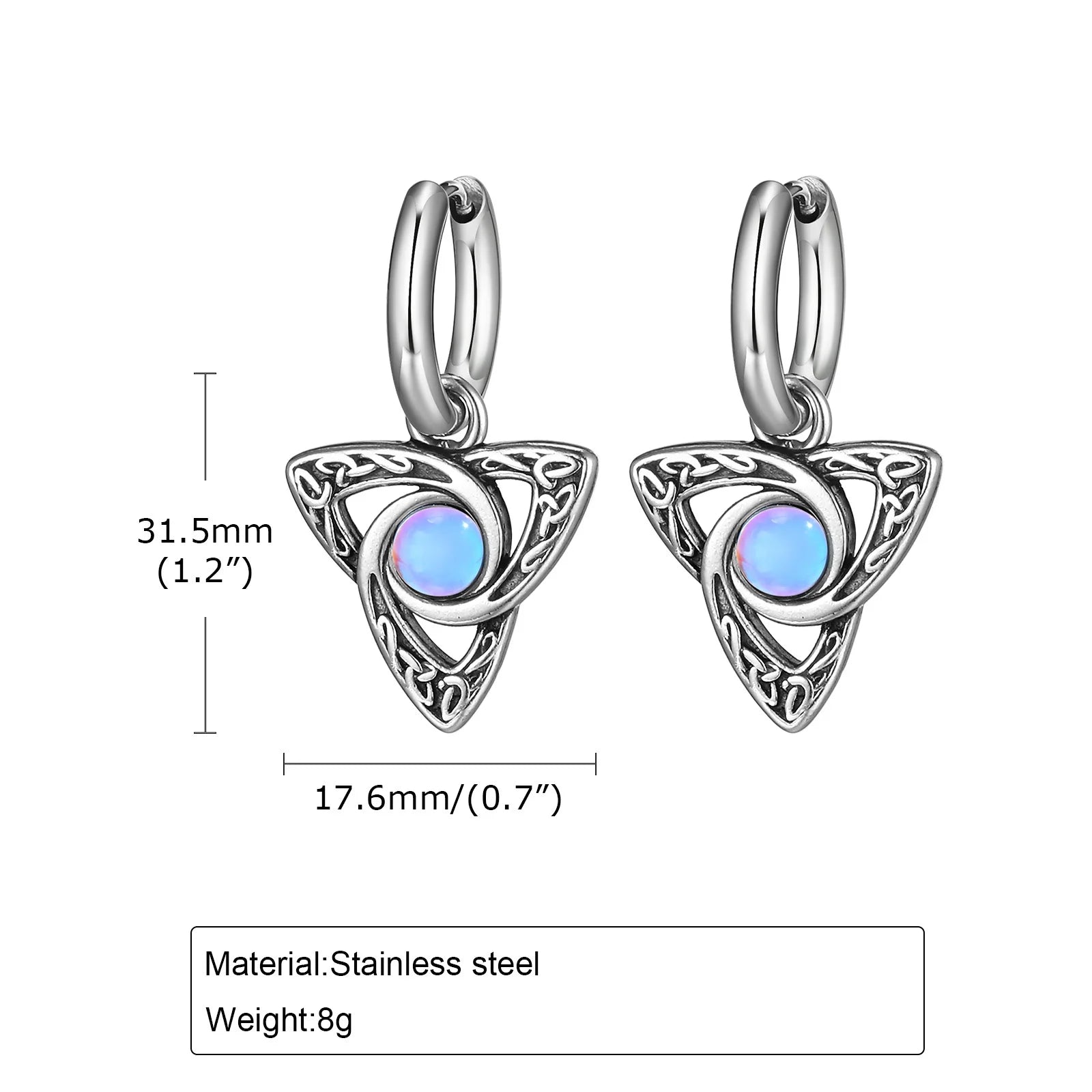 Stainless Steel Triquetra Pendant & Earrings Set
