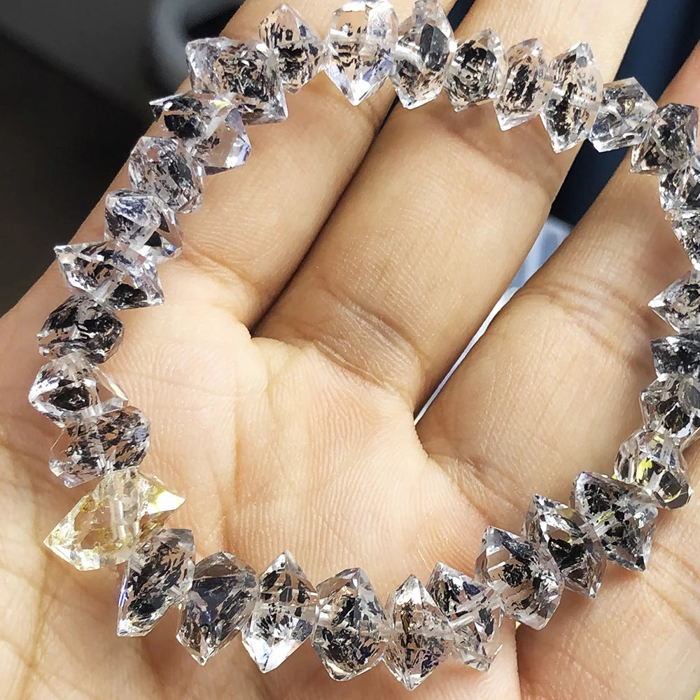 Natural Herkimer Diamond Quartz Bracelet – Reiki Healing Crystal Jewelry