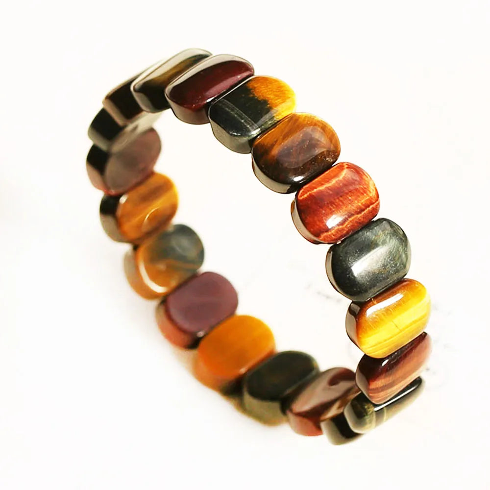 Natural Colored Tiger Eye Stone Bracelet – Square Beads Feng Shui Bangle