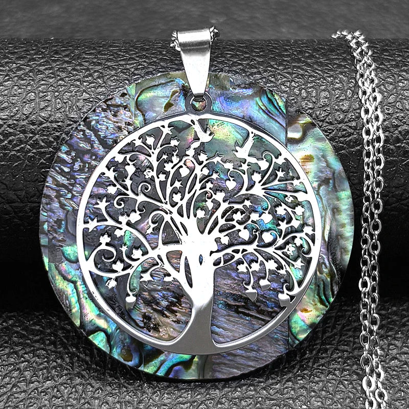 Eternal Tree of Life Abalone Shell Necklace – Manifestation Jewelry for Protection, Energy & Connection