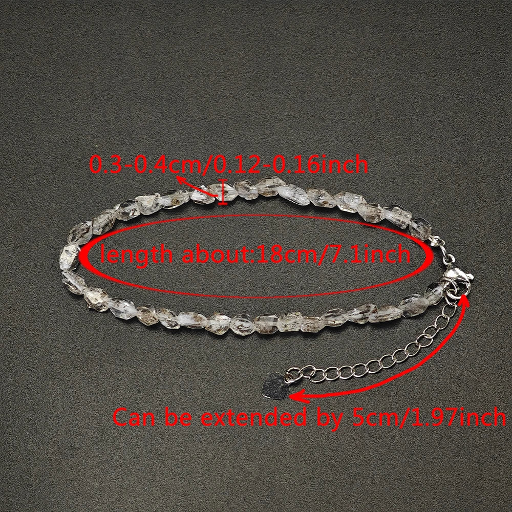 Natural Herkimer Diamond Quartz Bracelet – Reiki Healing Crystal Jewelry