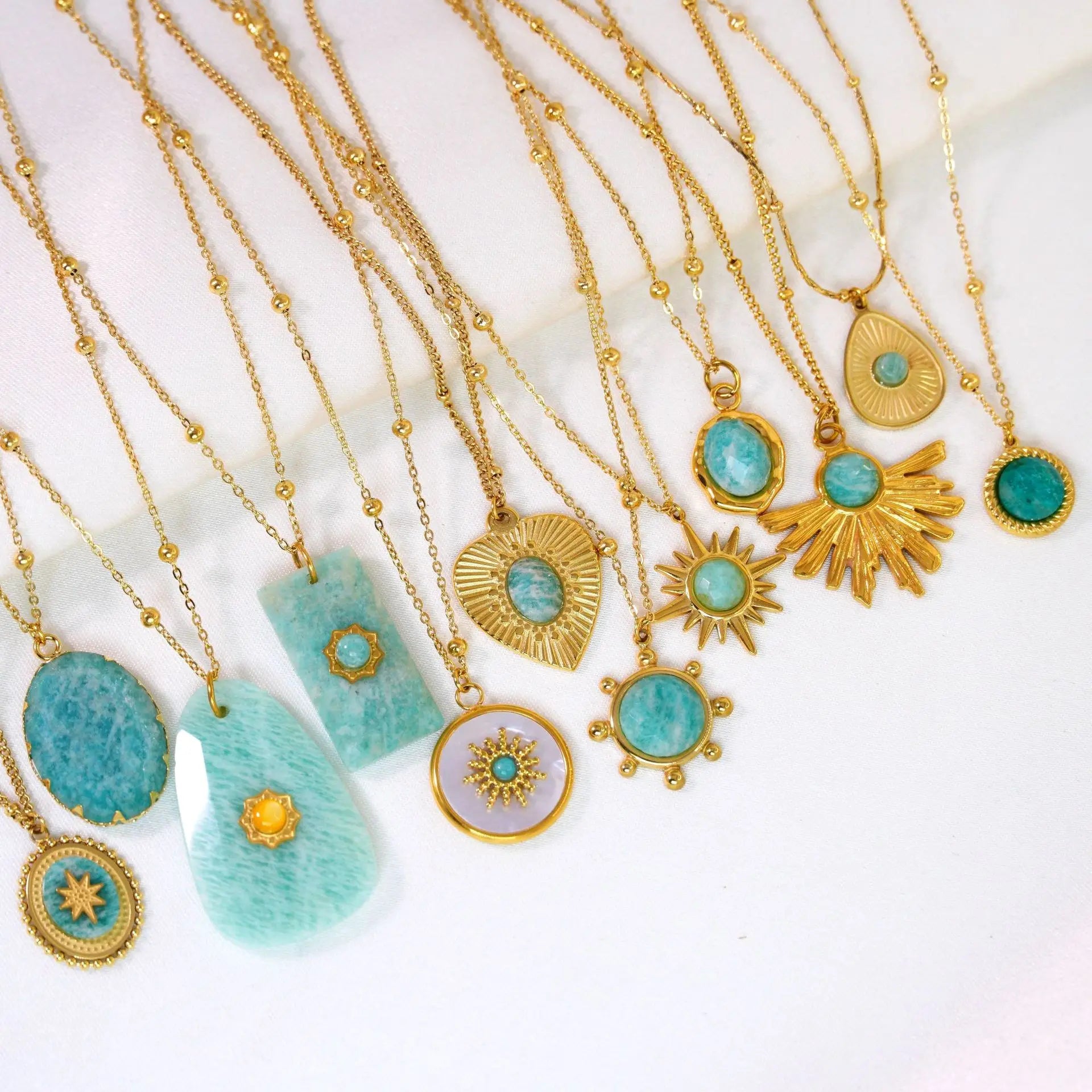 14K Gold-Plated Amazonite Pendant Necklace – Serenity & Self-Expression