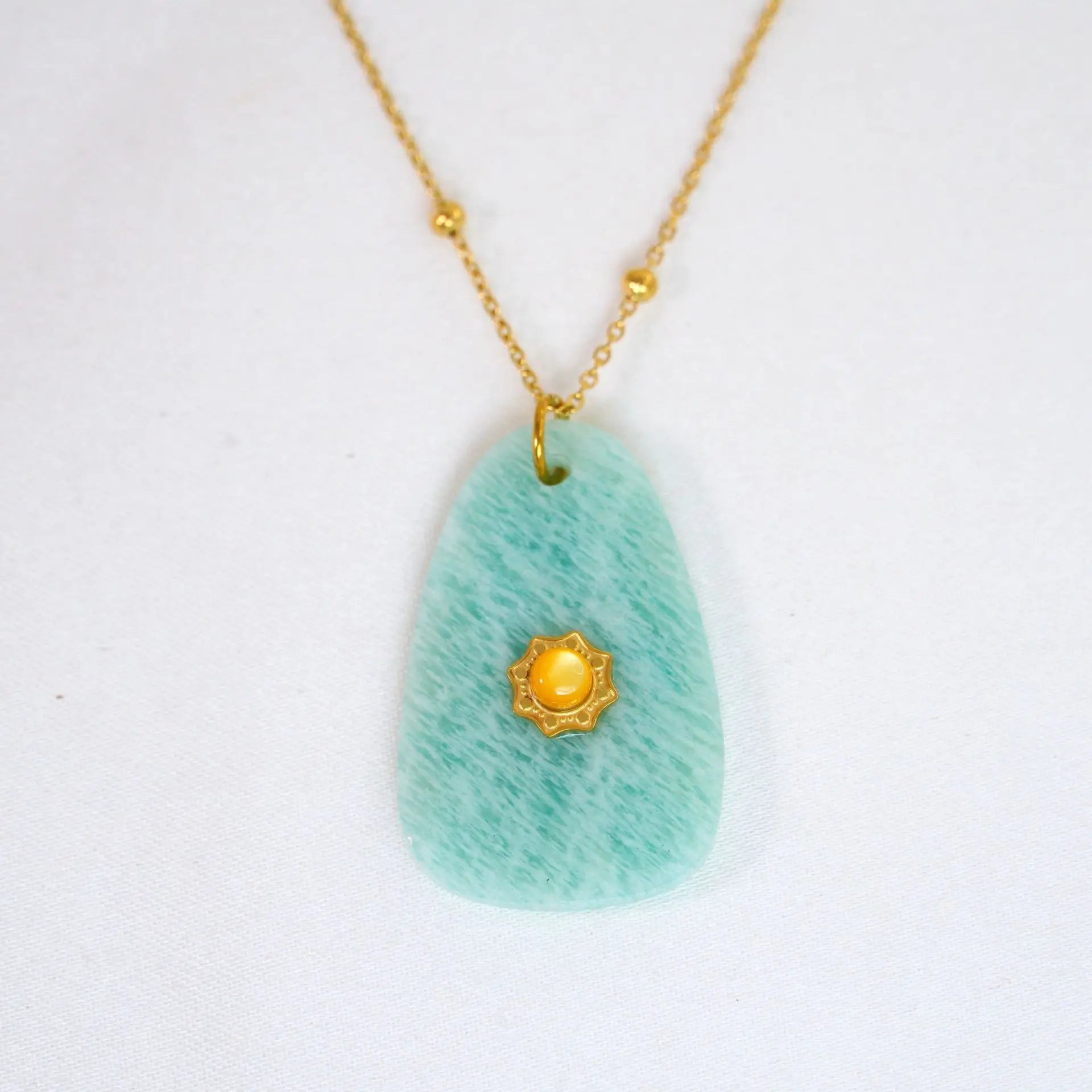 14K Gold-Plated Amazonite Pendant Necklace – Serenity & Self-Expression