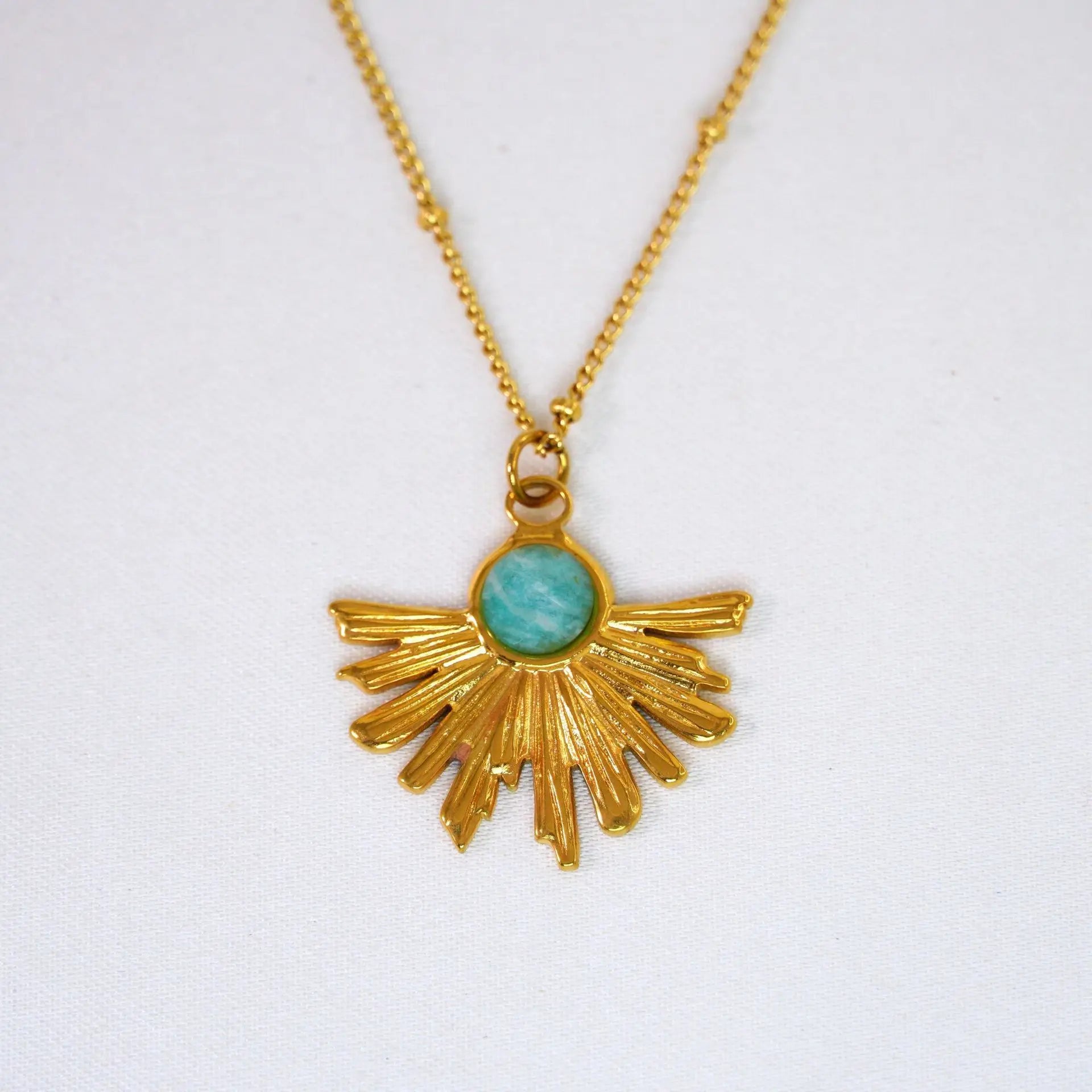 14K Gold-Plated Amazonite Pendant Necklace – Serenity & Self-Expression