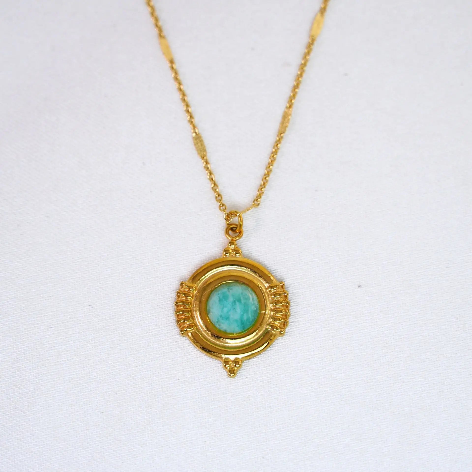 14K Gold-Plated Amazonite Pendant Necklace – Serenity & Self-Expression