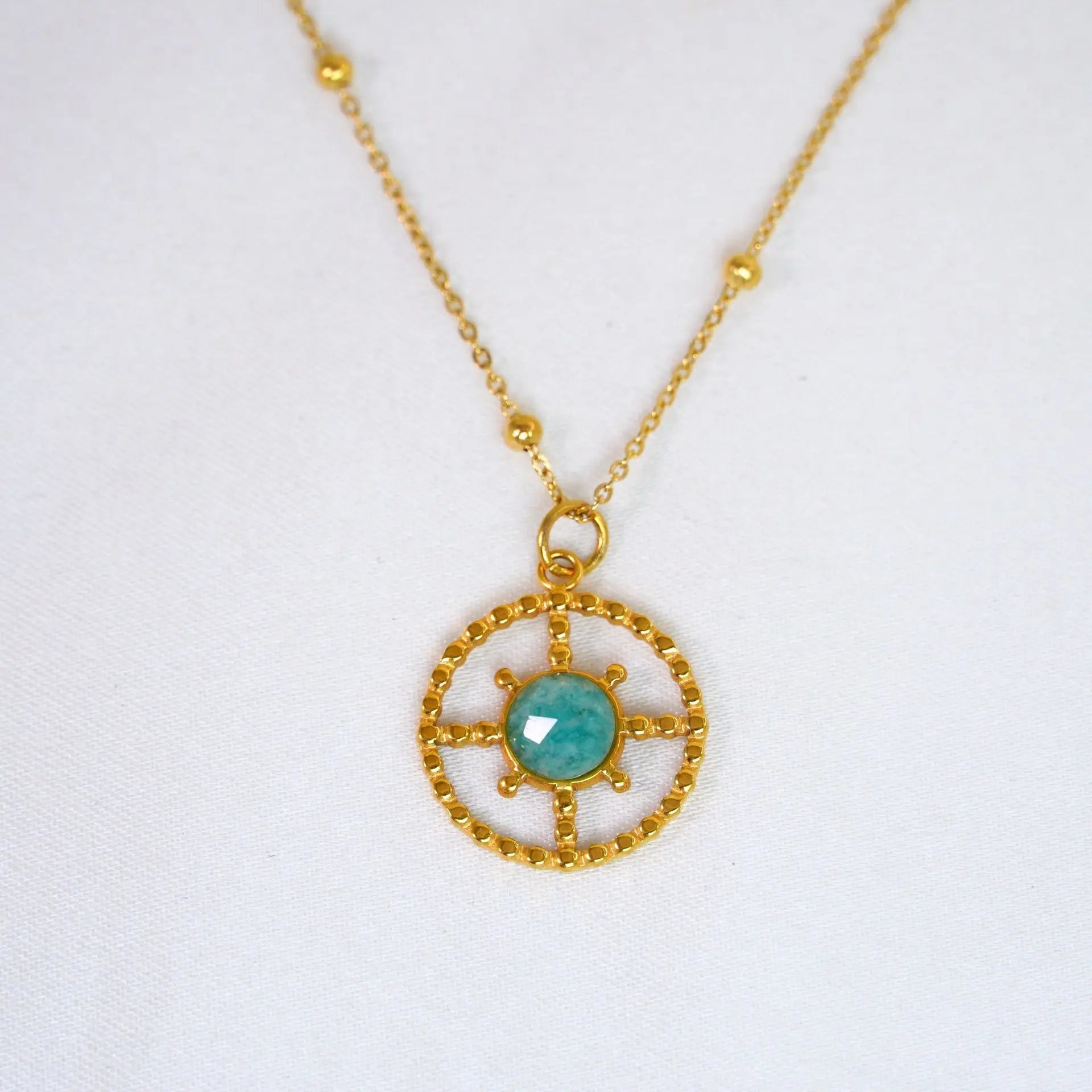 14K Gold-Plated Amazonite Pendant Necklace – Serenity & Self-Expression