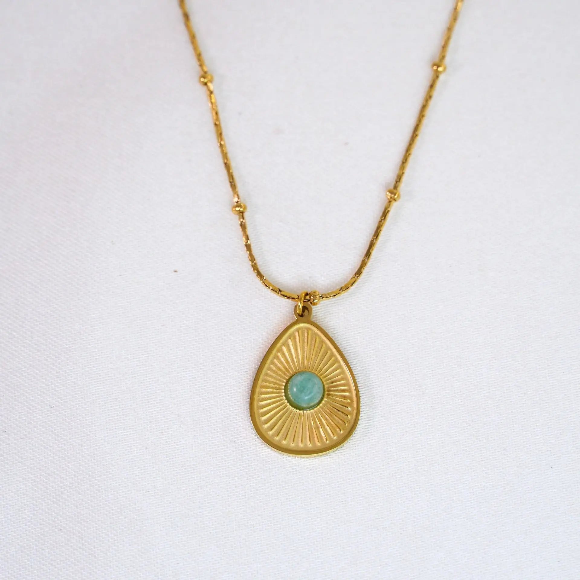 14K Gold-Plated Amazonite Pendant Necklace – Serenity & Self-Expression