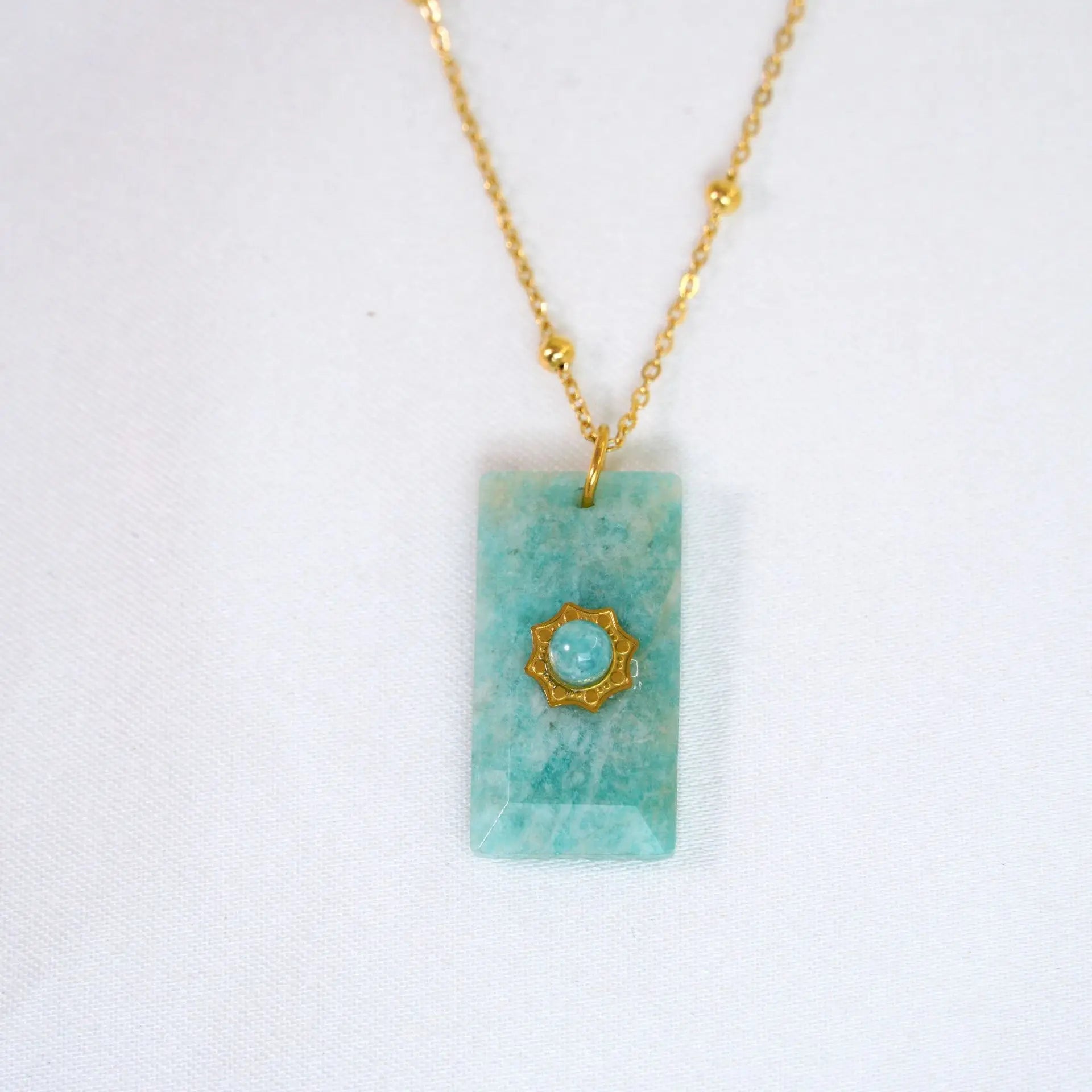 14K Gold-Plated Amazonite Pendant Necklace – Serenity & Self-Expression
