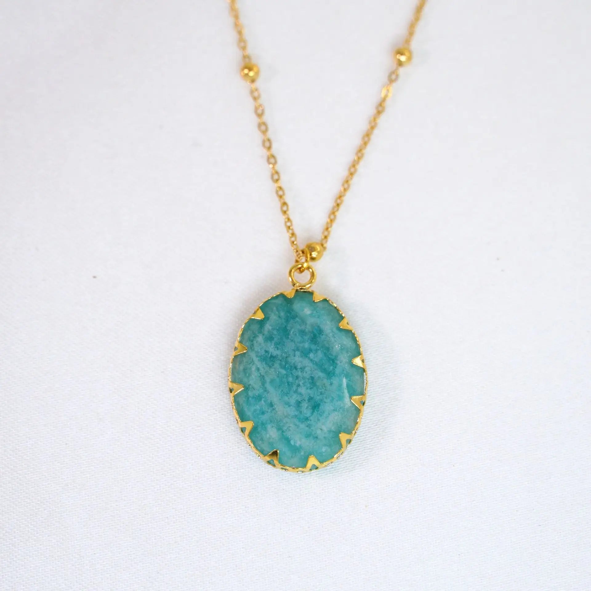 14K Gold-Plated Amazonite Pendant Necklace – Serenity & Self-Expression