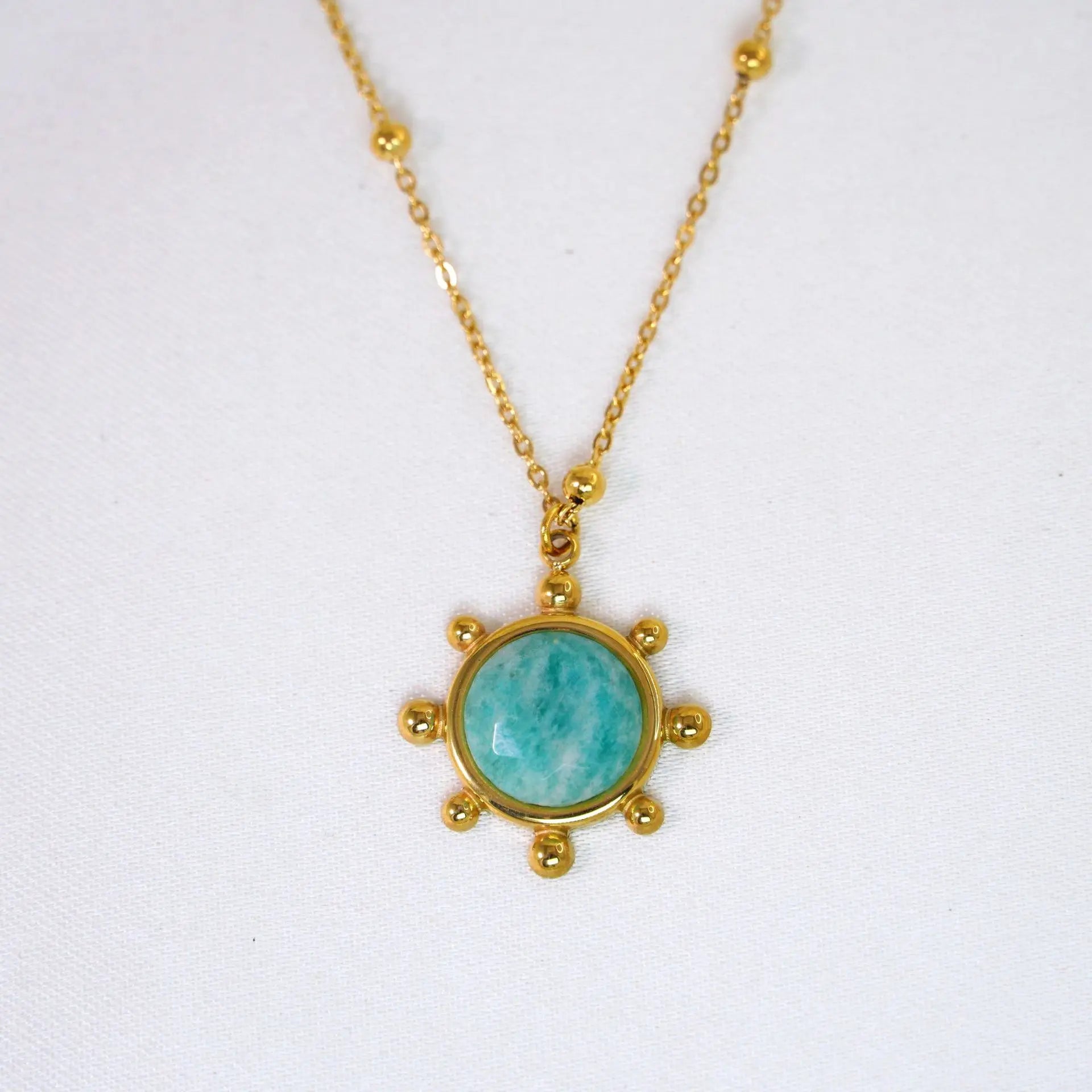 14K Gold-Plated Amazonite Pendant Necklace – Serenity & Self-Expression