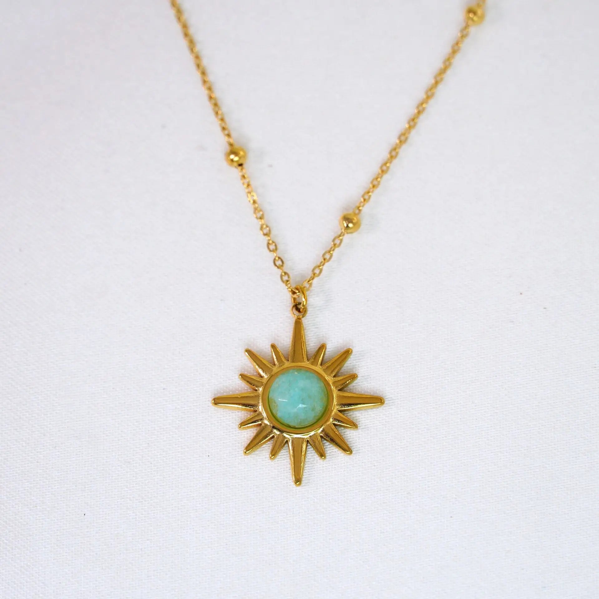 14K Gold-Plated Amazonite Pendant Necklace – Serenity & Self-Expression