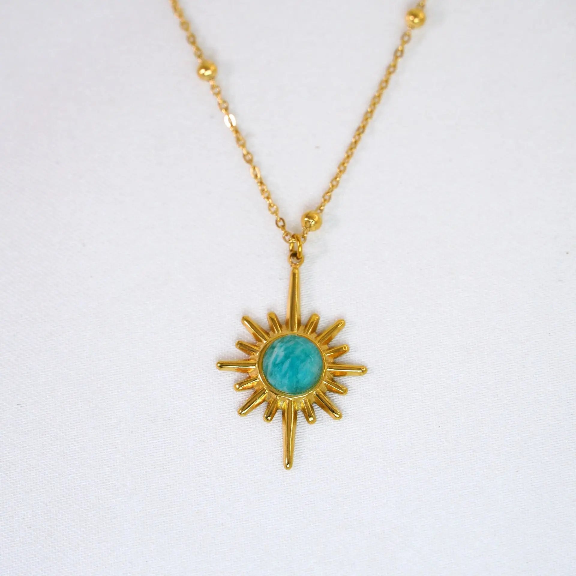 14K Gold-Plated Amazonite Pendant Necklace – Serenity & Self-Expression