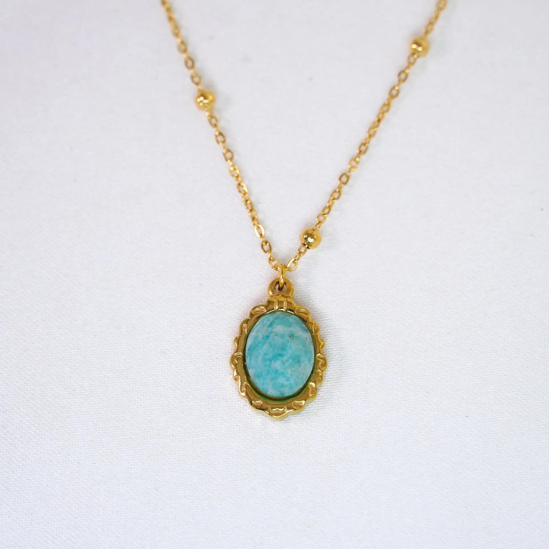 14K Gold-Plated Amazonite Pendant Necklace – Serenity & Self-Expression