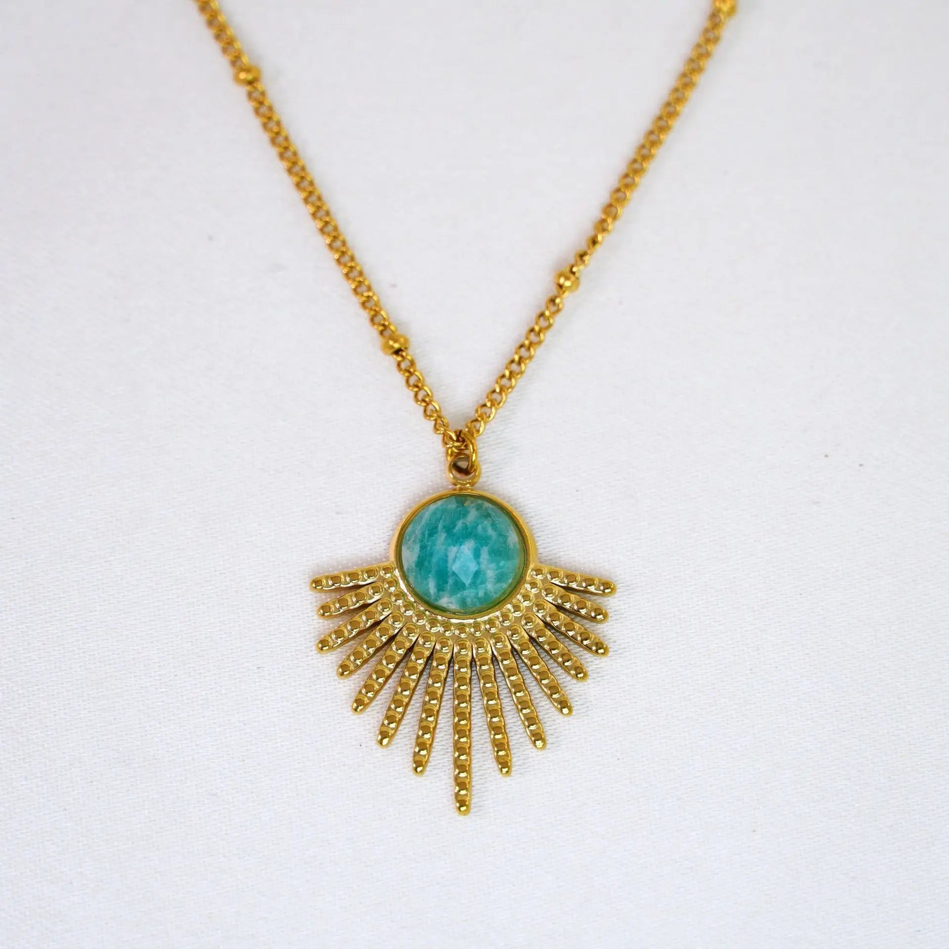 14K Gold-Plated Amazonite Pendant Necklace – Serenity & Self-Expression