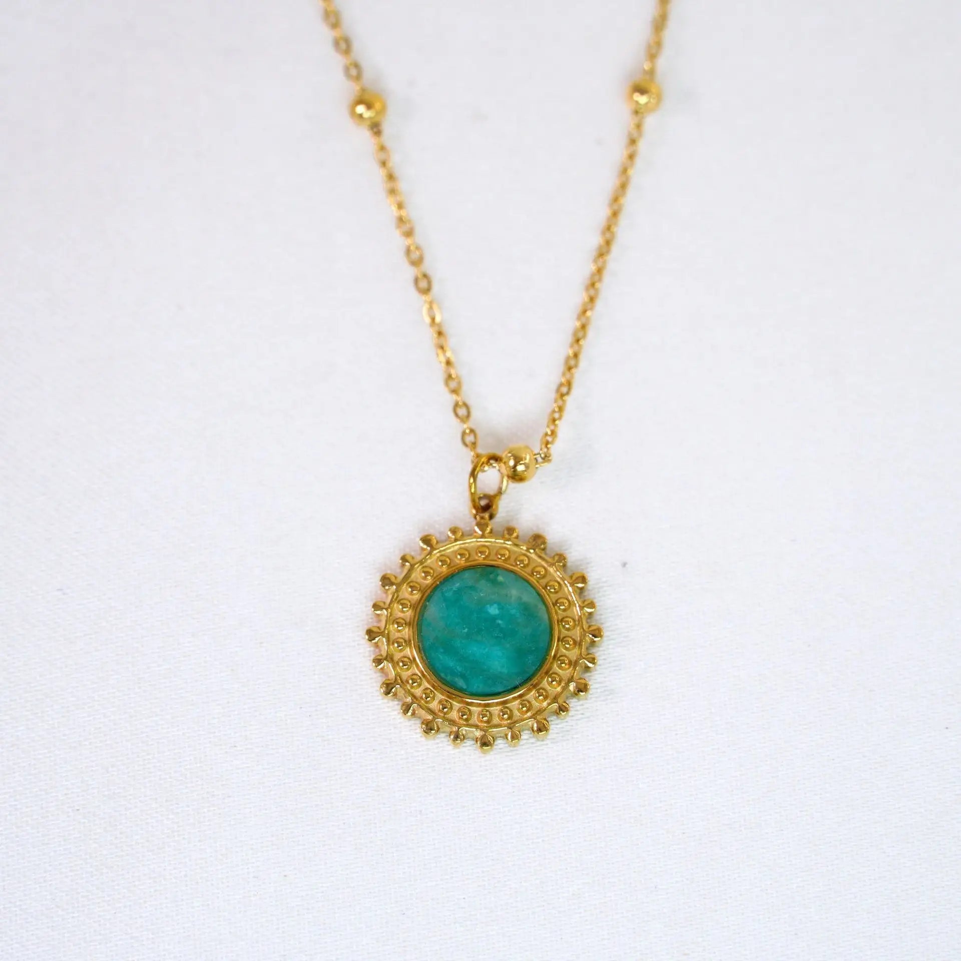 14K Gold-Plated Amazonite Pendant Necklace – Serenity & Self-Expression