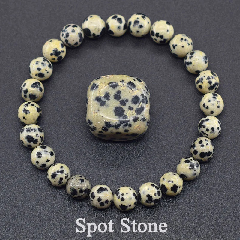Dalmatian Jasper “Spot Stone” Bracelet – Joy, Protection & Playful Energy
