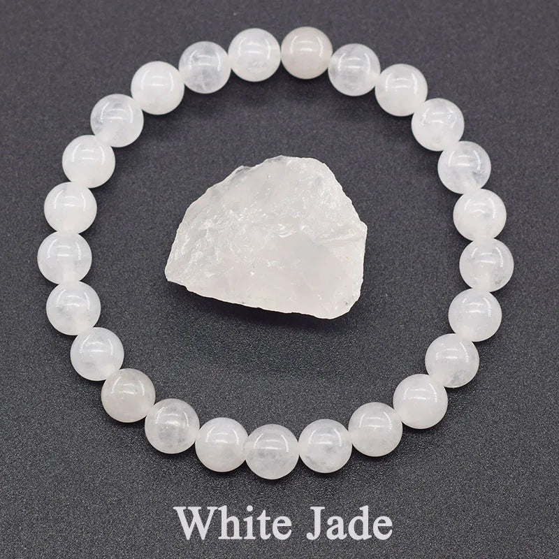 White Jade Crystal Bracelet – Serenity, Protection & Good Fortune