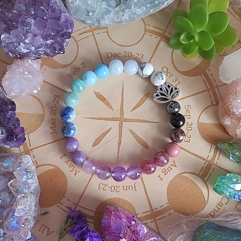 Anxiety Relief Affirmation Beaded Stretch Bracelet – Healing Jewelry for Peace, Tranquility & Self-Love