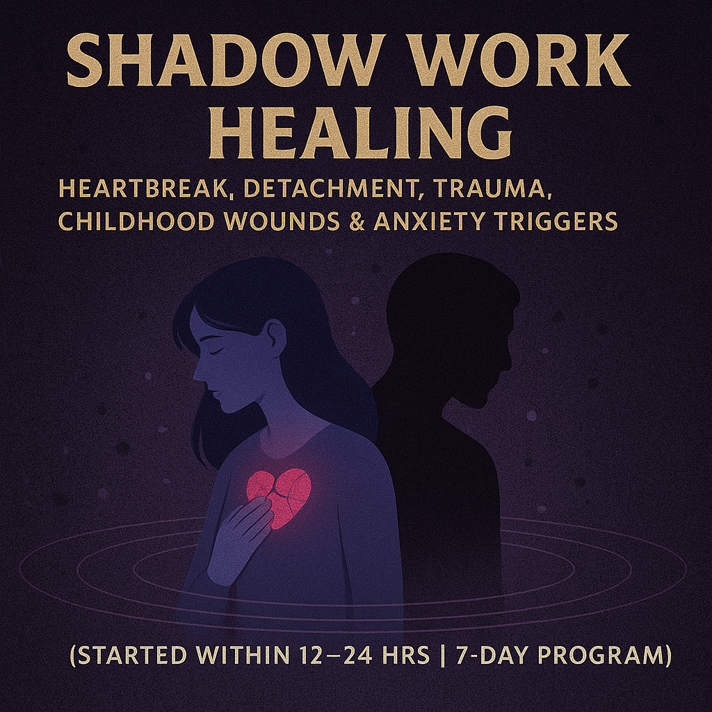 Shadow Work Healing — Heartbreak, Detachment, Trauma, Childhood Wounds &amp; Anxiety Triggers (Started within 12–24 hrs | 7-Day Program)