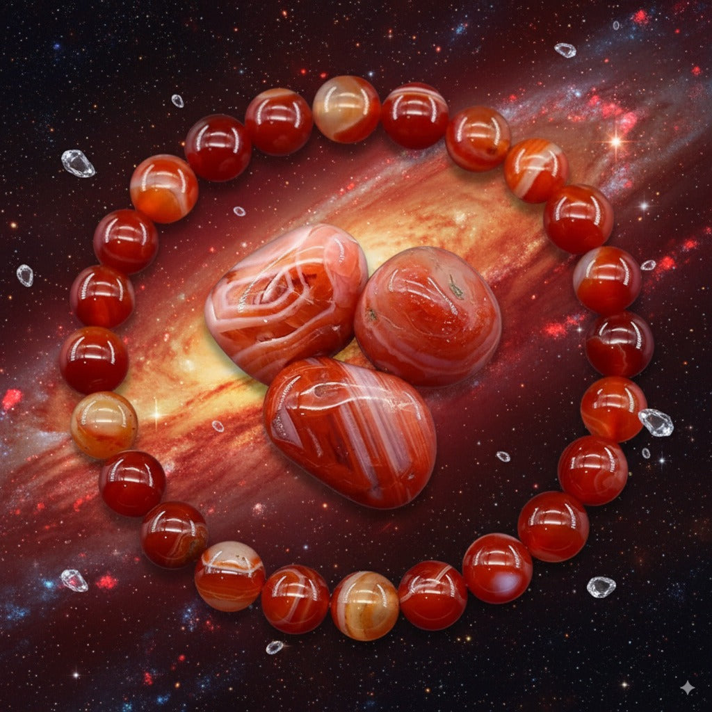 Red Stripe Agate Bracelet – Courage, Stability & Passion