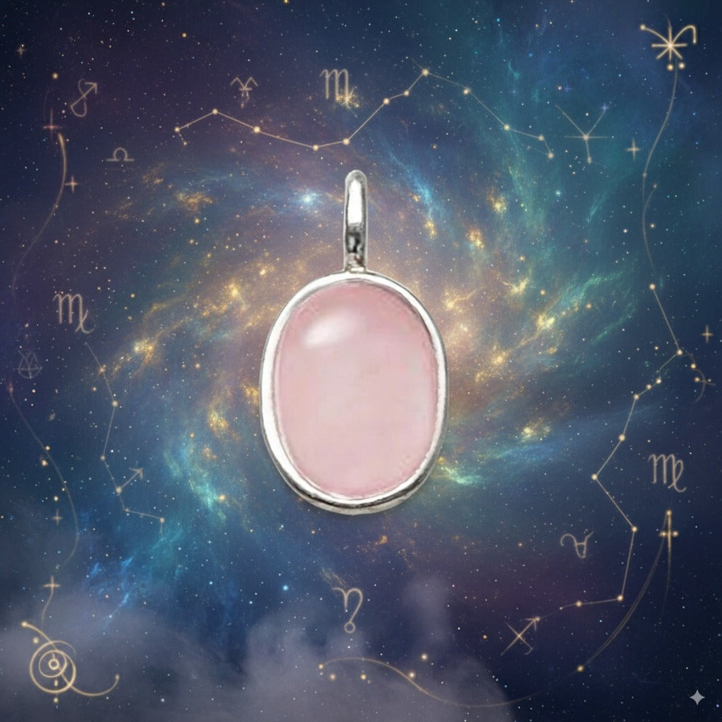 Pink Opal Oval Pendant – 925 Sterling Silver Minimalist Jewelry
