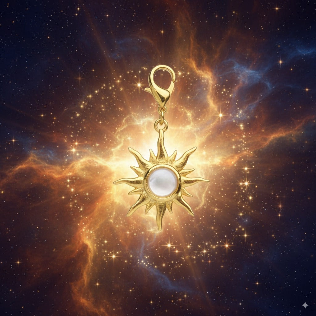 Sun Pendant with Mother-of-Pearl – 925 Sterling Silver with Gold Finish