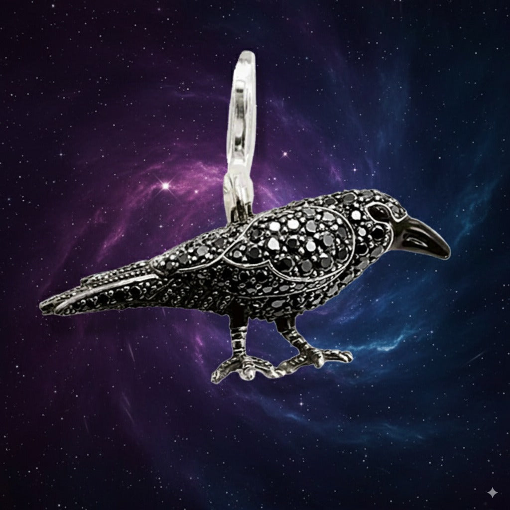 Black Raven Pendant – 925 Sterling Silver Talisman Necklace