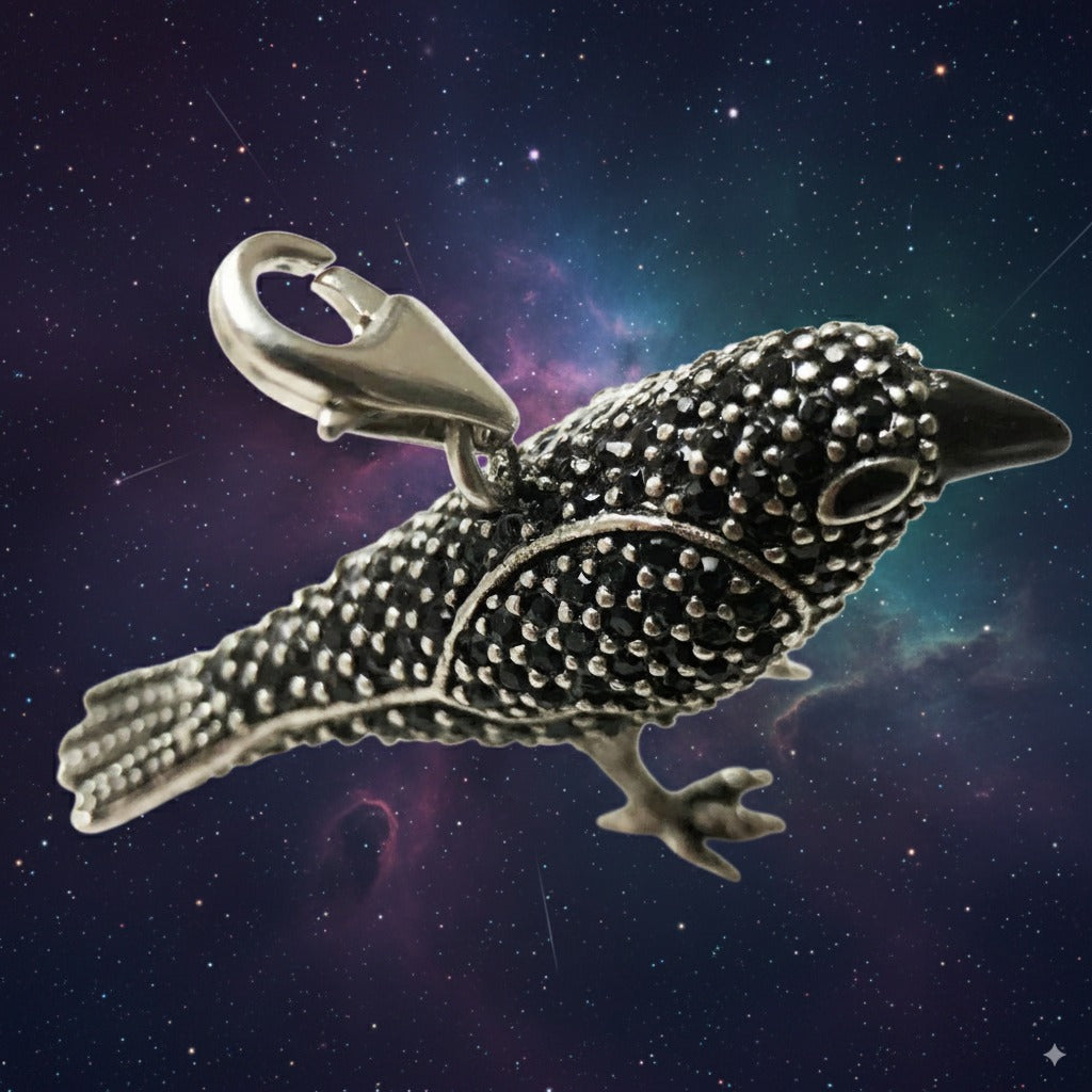 Black Raven Pendant – 925 Sterling Silver Talisman Necklace