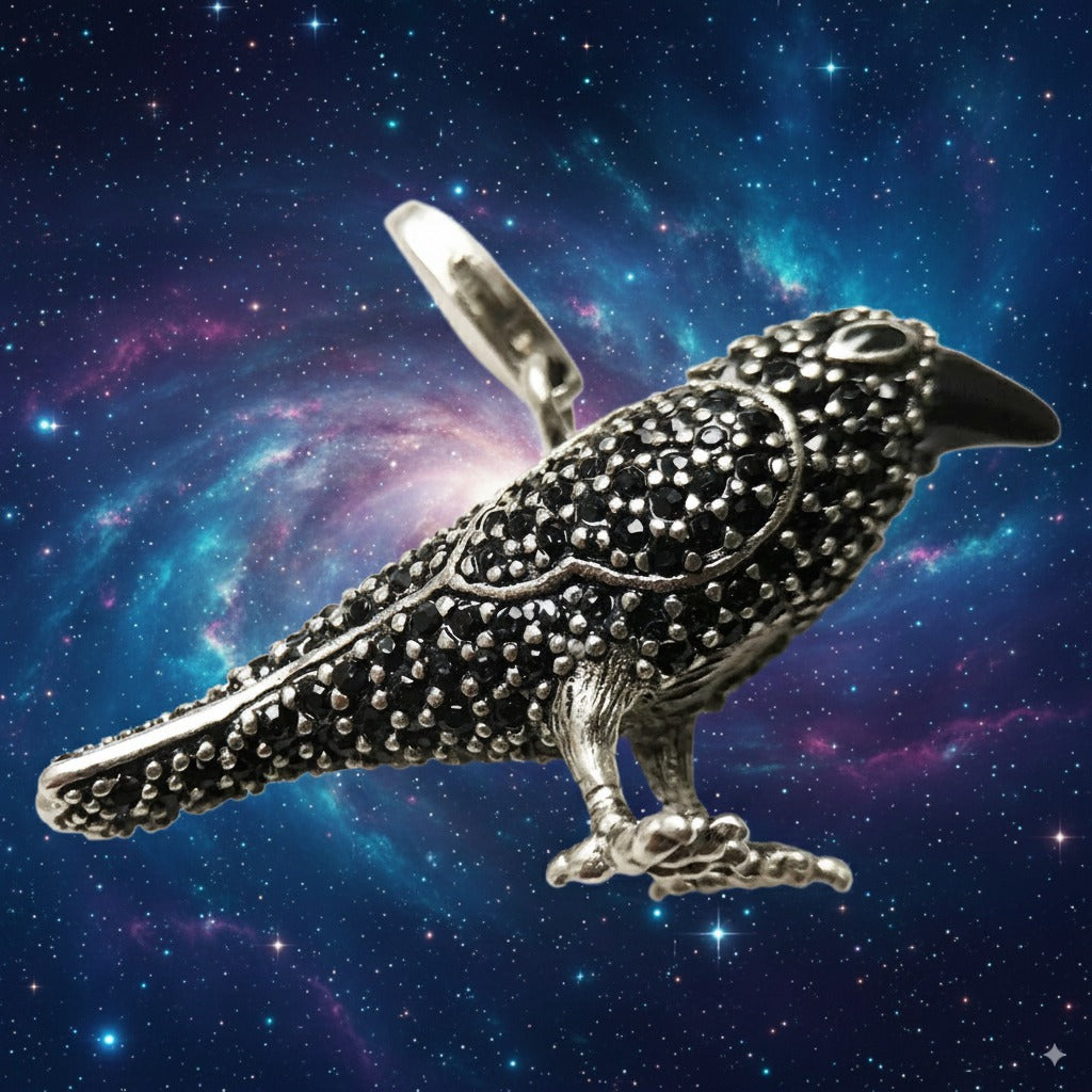 Black Raven Pendant – 925 Sterling Silver Talisman Necklace