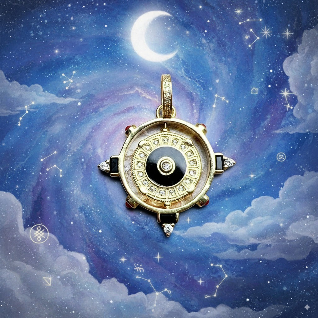 Manifestation Sun Amulet – 925 Sterling Silver with 18K Gold Plating | Rotating Talisman for Protection & Transformation