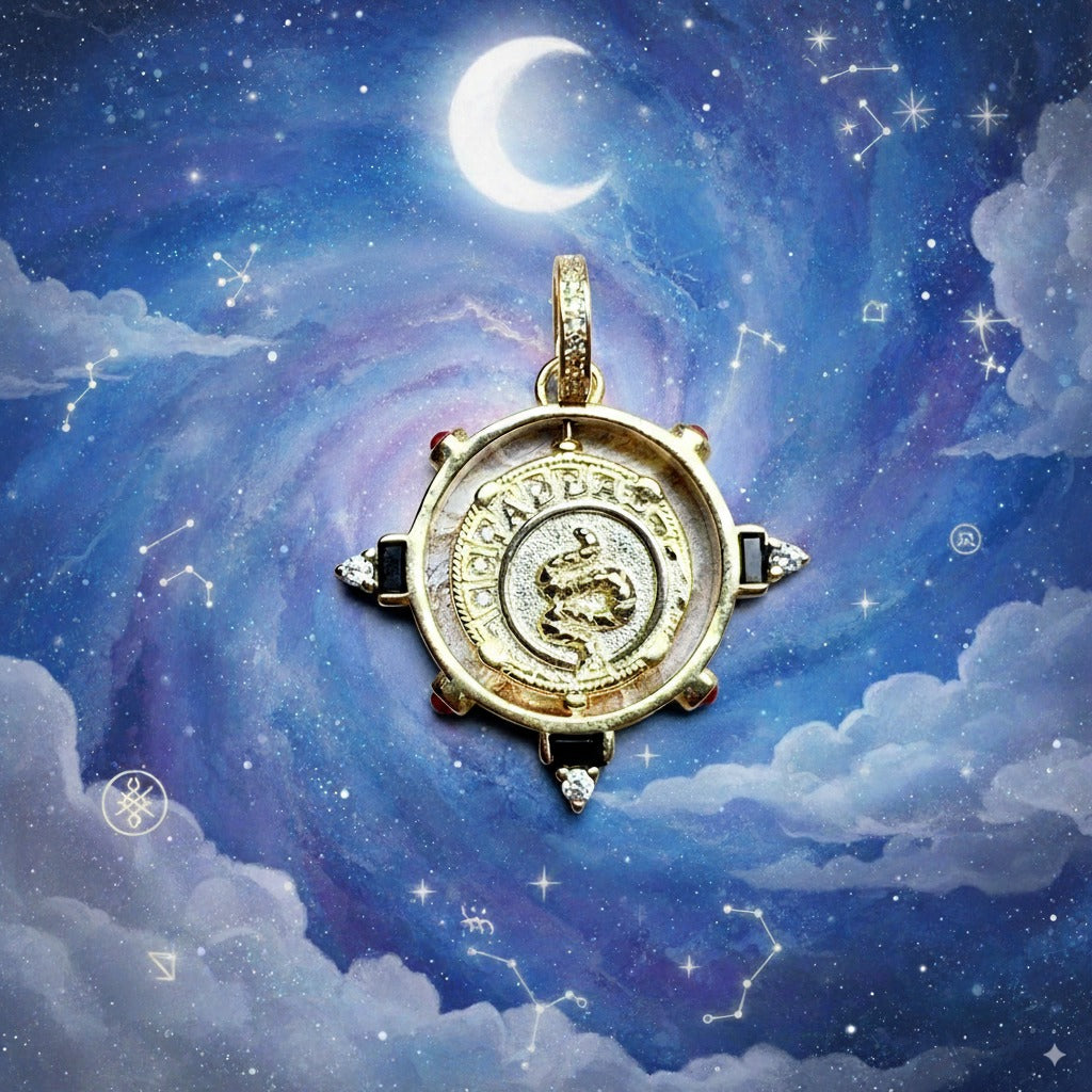 Manifestation Sun Amulet – 925 Sterling Silver with 18K Gold Plating | Rotating Talisman for Protection & Transformation