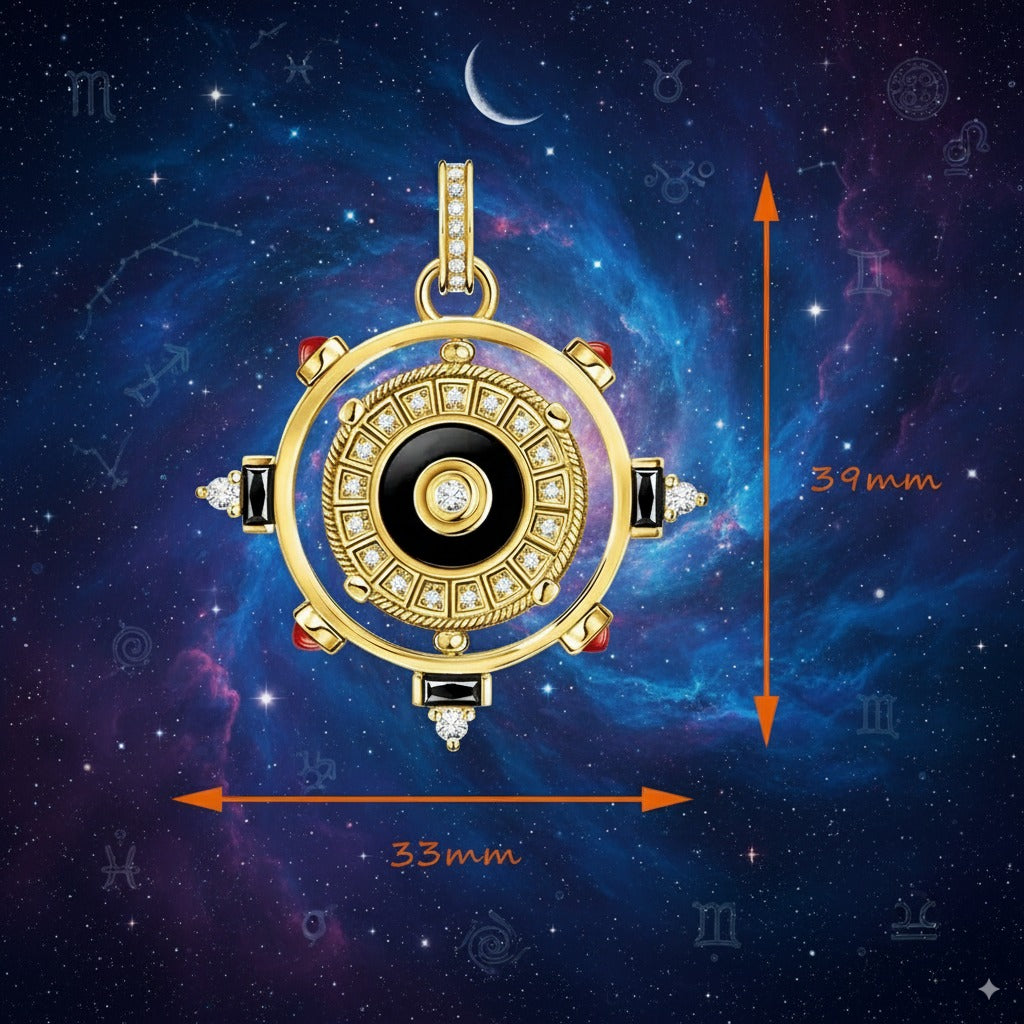 Manifestation Sun Amulet – 925 Sterling Silver with 18K Gold Plating | Rotating Talisman for Protection & Transformation